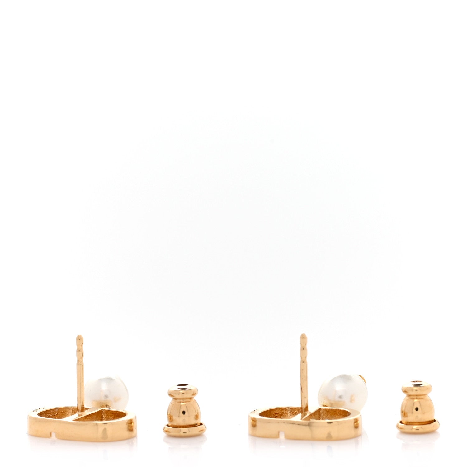 Christian Dior Pearl Logo Earrings Gold 4 of 5