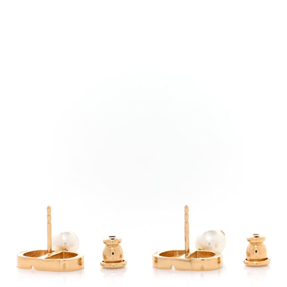 Christian Dior Pearl Logo Earrings Gold 4 of 5