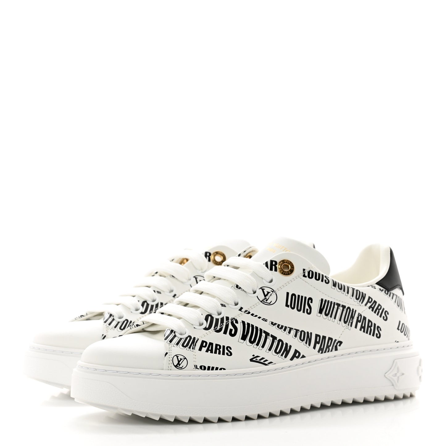Calfskin Printed Time Out Trainer Sneakers 39 White
