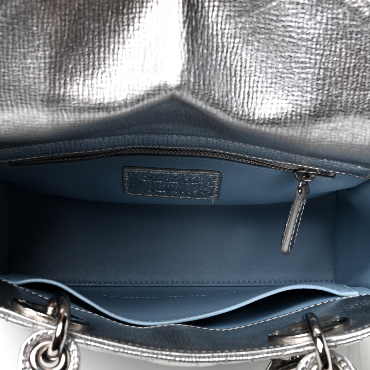 Christian Dior Metallic Grained Calfskin Cannage Small Lucky Badges My Lady Dior Silver 4 of 4