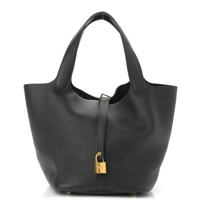 Hermes Taurillon Clemence Picotin Lock 22 MM Black 1 of 11