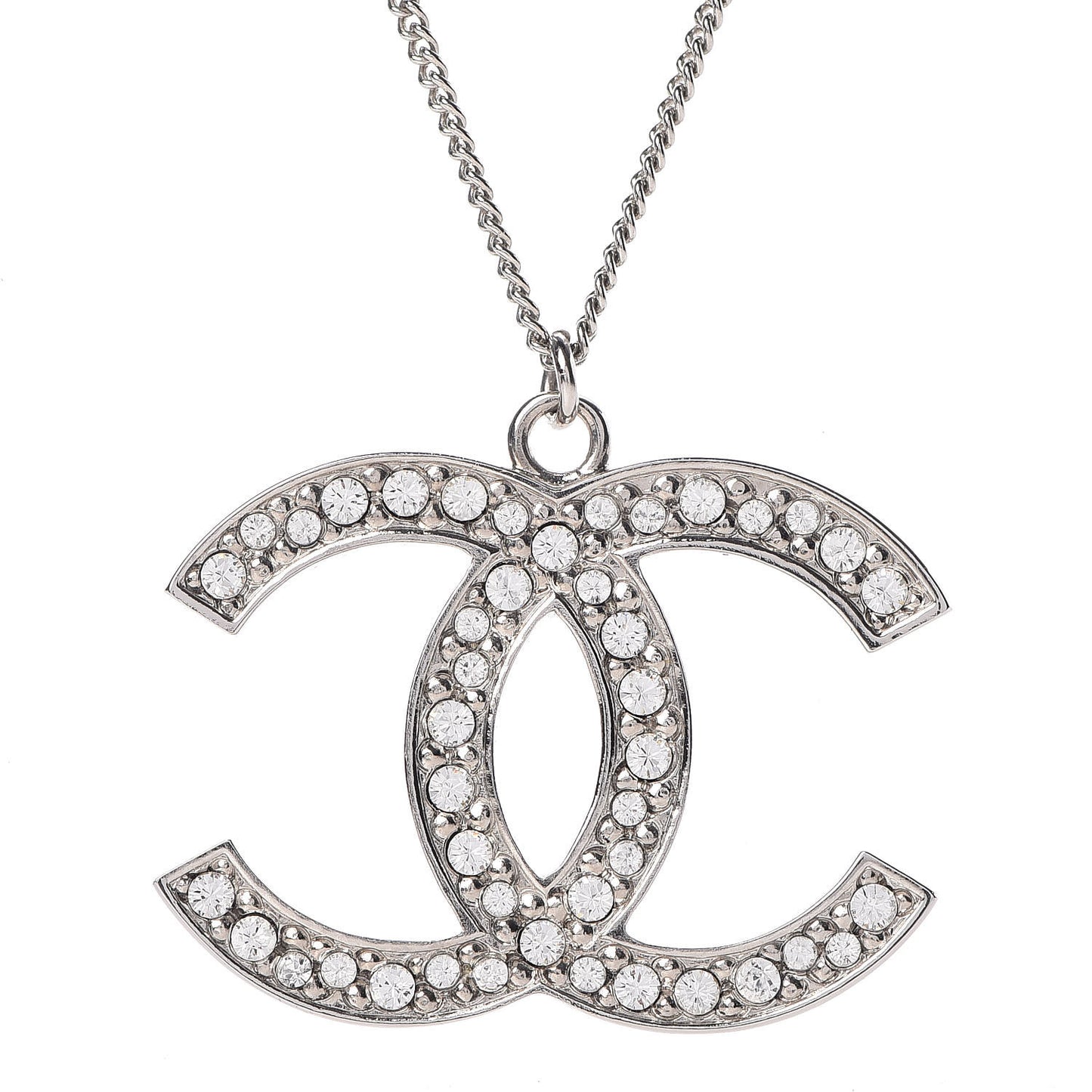 Crystal CC Pendant Necklace Silver