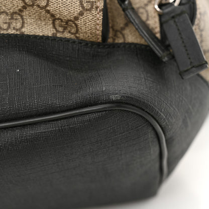 Gucci GG Supreme Monogram Single Buckle Backpack Beige Black 16 of 18