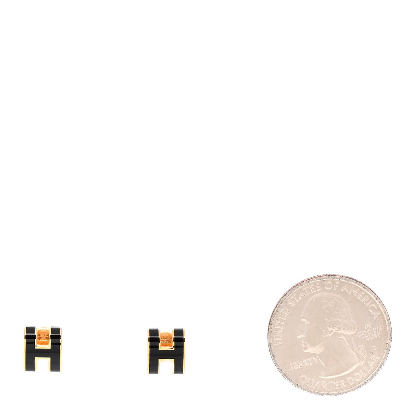Gold Lacquered Mini Pop H Earrings Black