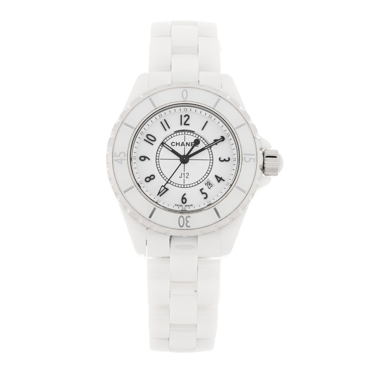 Stainless Steel Ceramic 33mm J12 Quartz Watch White