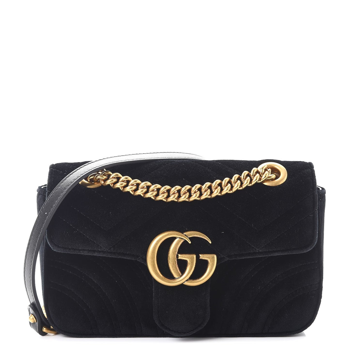 Velvet Matelasse Mini GG Marmont Shoulder Bag Black