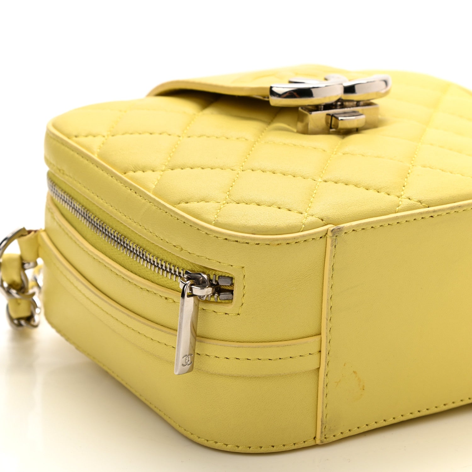 Chanel Lambskin Quilted Mini CC Box Camera Bag Yellow 8 of 9
