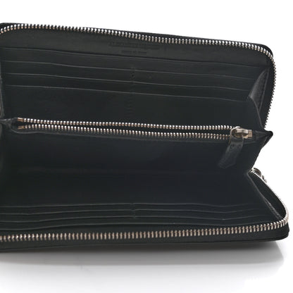 Alexander McQueen Calfskin Lizard Embossed Skull Continental Zip Wallet Black 5 of 7