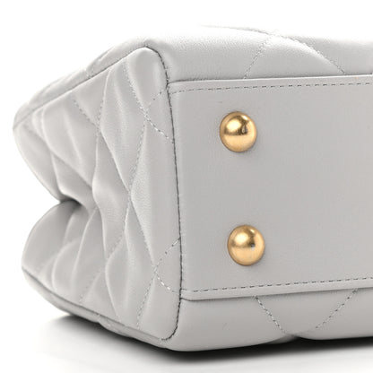 Chanel Calfskin Quilted Lady Handle Clutch Tote Grey 8 of 11
