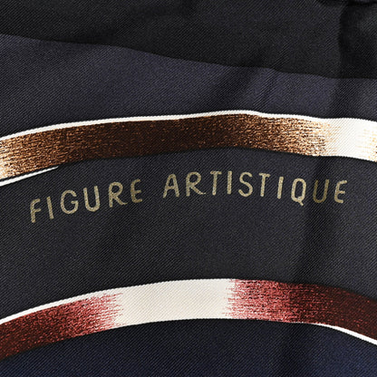 Hermes Silk Figure Artistique Scarf 90 Bleu Noir Brun Chocolate 5 of 5