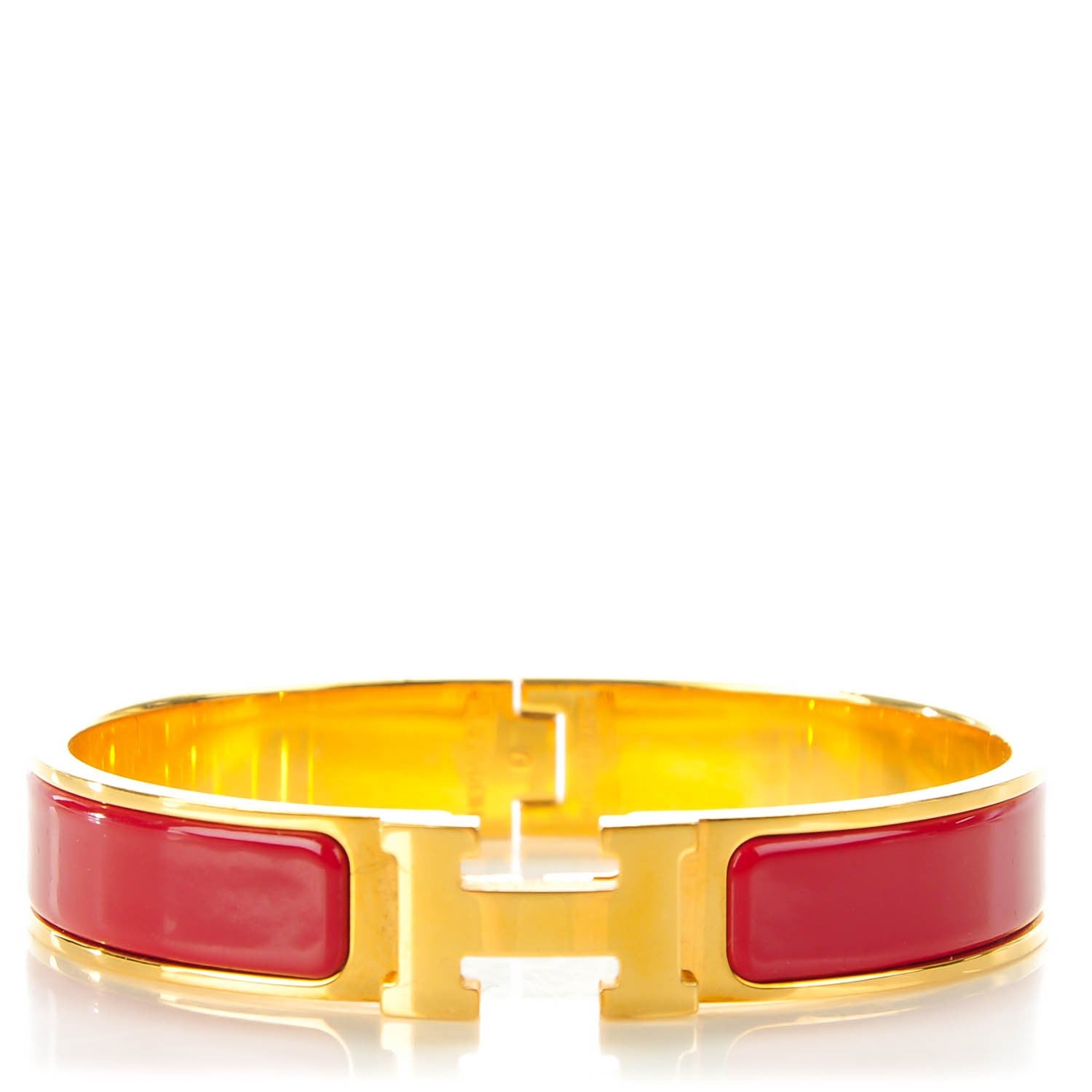 Hermes Enamel Clic Clac H Narrow Bracelet GM China Red 1 of 6