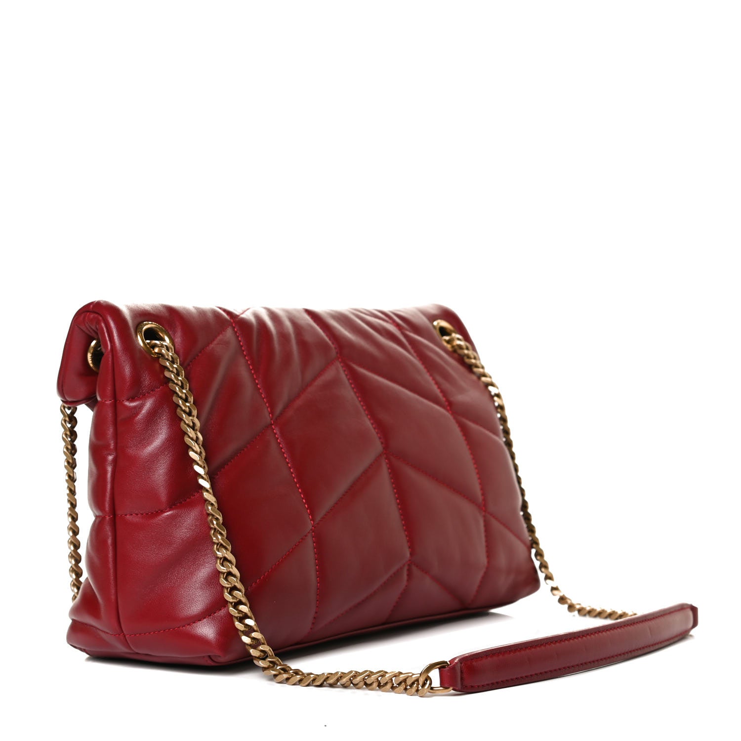 Saint Laurent Lambskin Quilted Small Loulou Puffer Monogram Chain Satchel Opyum Red 3 of 14