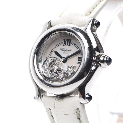 Chopard Stainless Steel Alligator Diamond Mother of Pearl 26mm Happy Sport Moon Star Quartz Watch 7 of 11