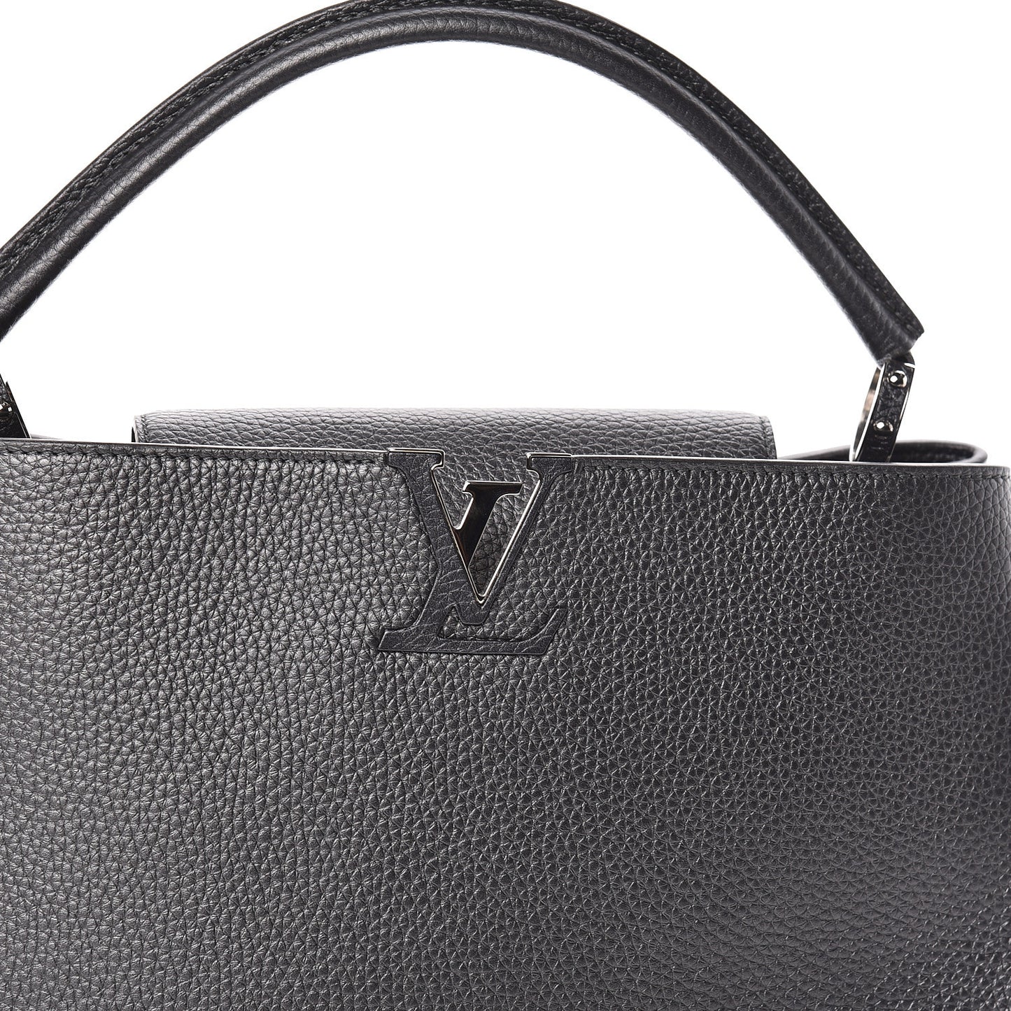 Metallic Taurillon Capucines MM Anthracite