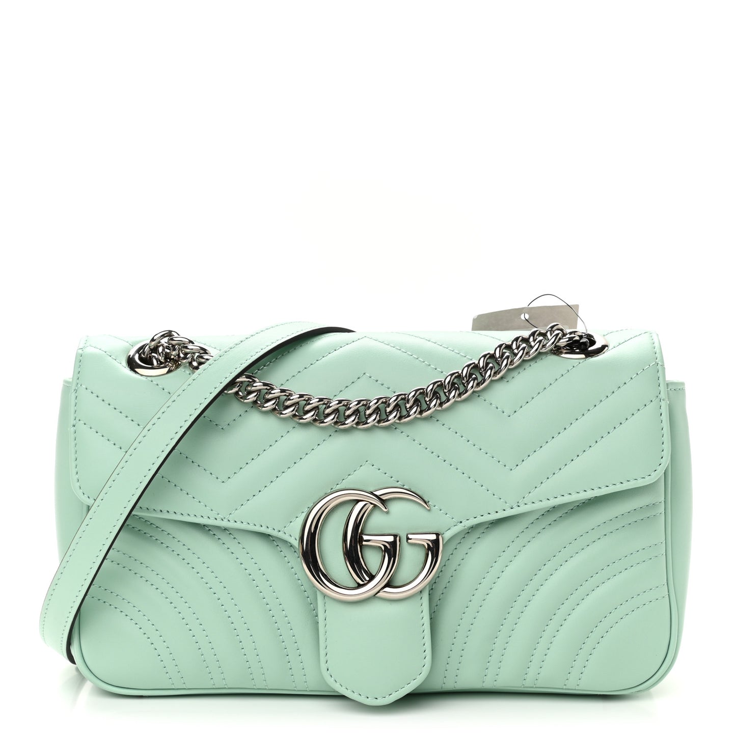 Calfskin Matelasse Small GG Marmont Shoulder Bag Water Green