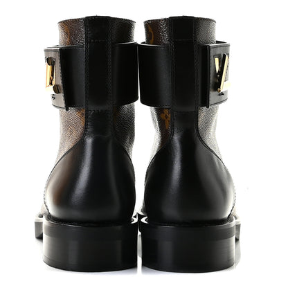 Louis Vuitton Monogram Calfskin Wonderland Flat Ranger Boots 36 Black 6 of 10