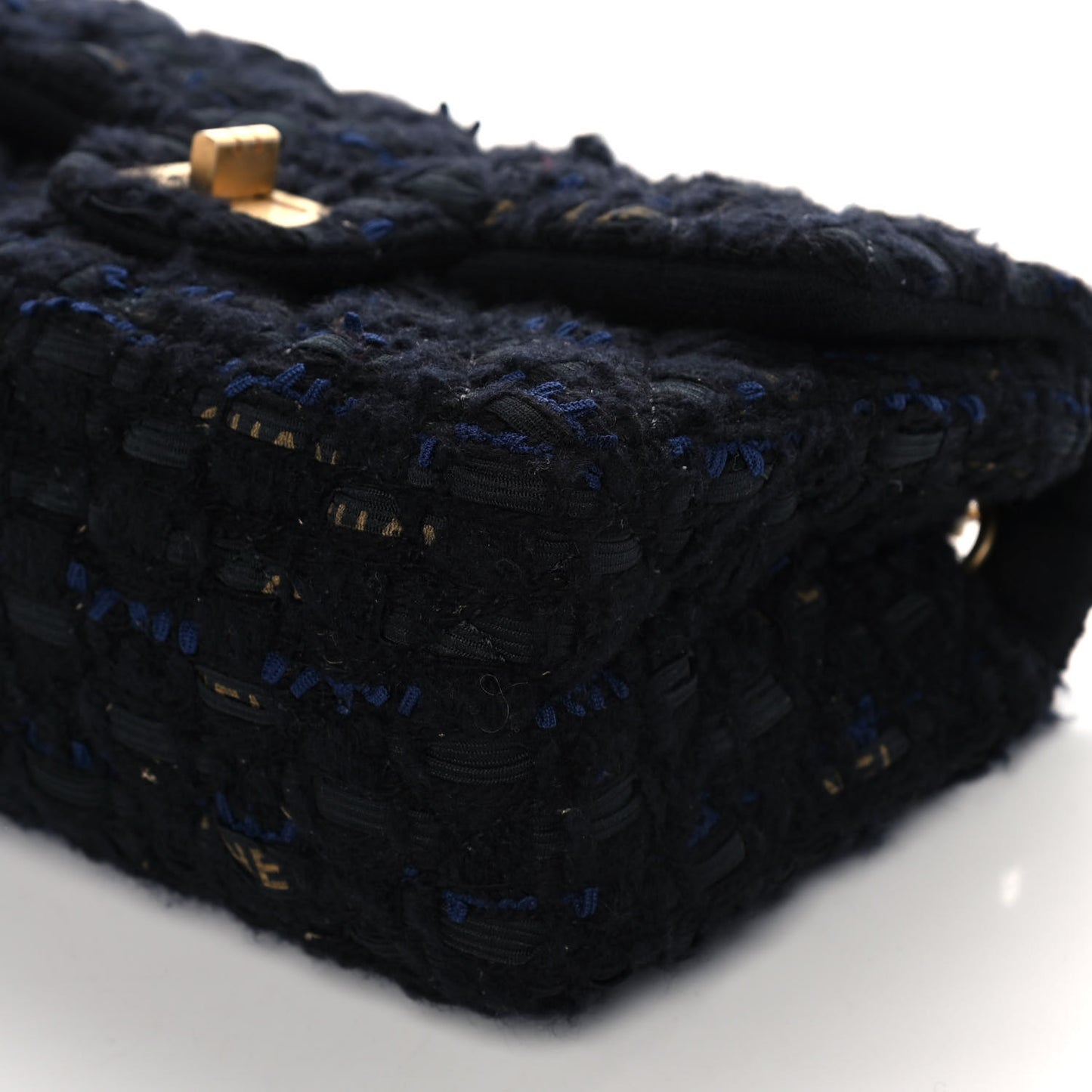 Tweed Quilted Mini 2.55 Reissue Flap Black Gold Navy