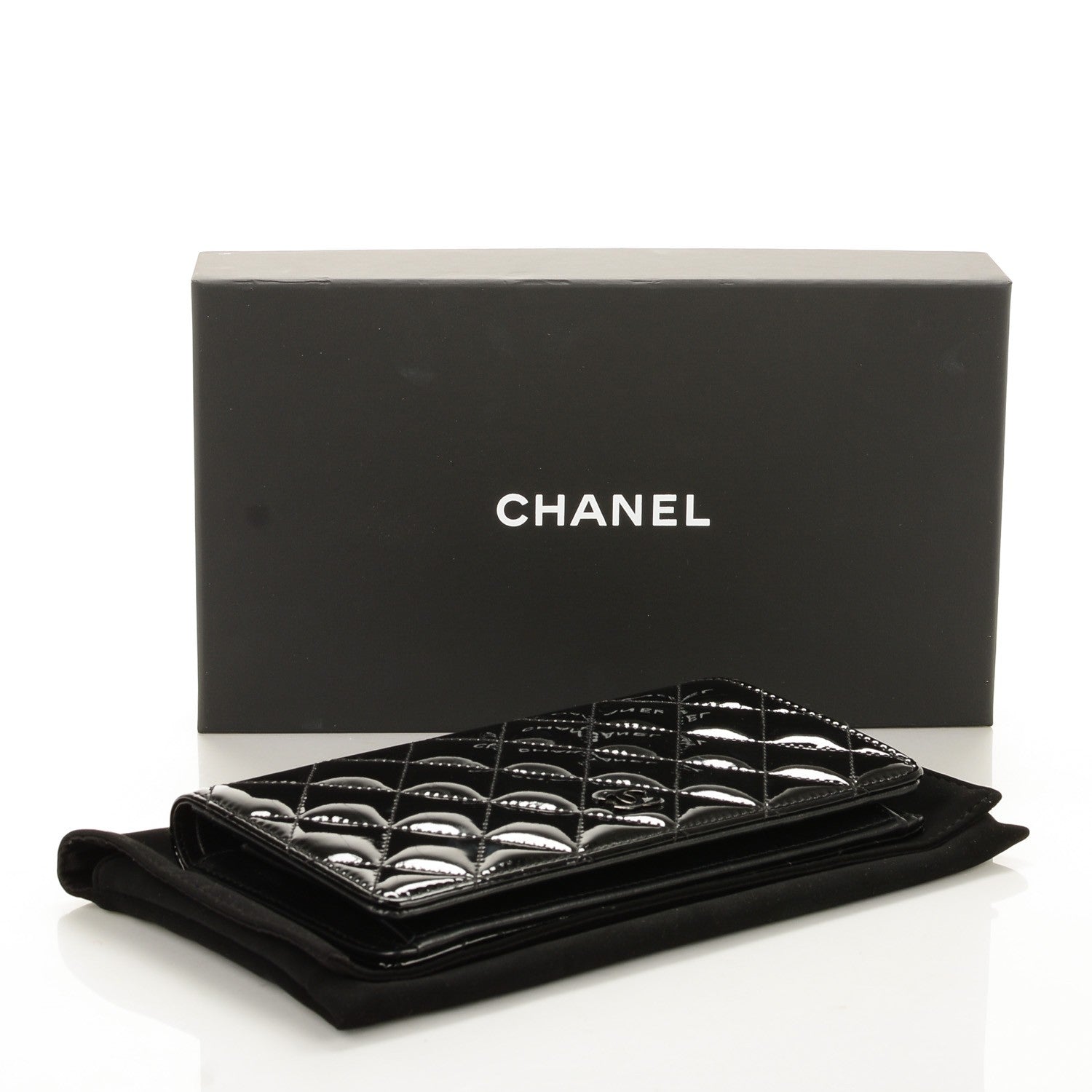 Chanel Patent Calfskin Quilted Yen Wallet Black 4 of 9