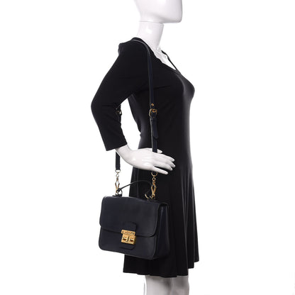 Miu Miu Goatskin Madras Shoulder Bag Navy 2 of 13