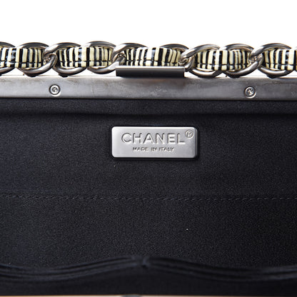 Chanel Patent Calfskin Striped Clutch Black 6 of 9