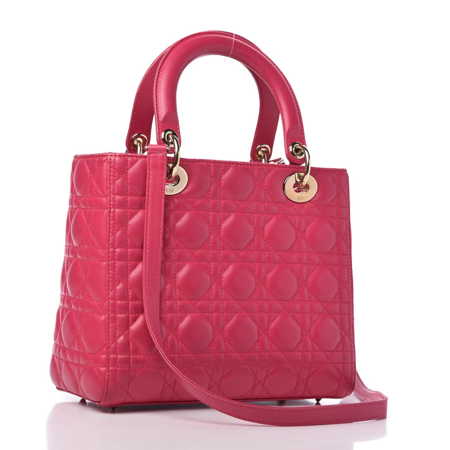 Lambskin Cannage Medium Lady Dior Fuchsia
