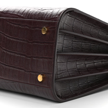 Saint Laurent Calfskin Crocodile Embossed Small Sac de Jour Rouge Legion 8 of 8