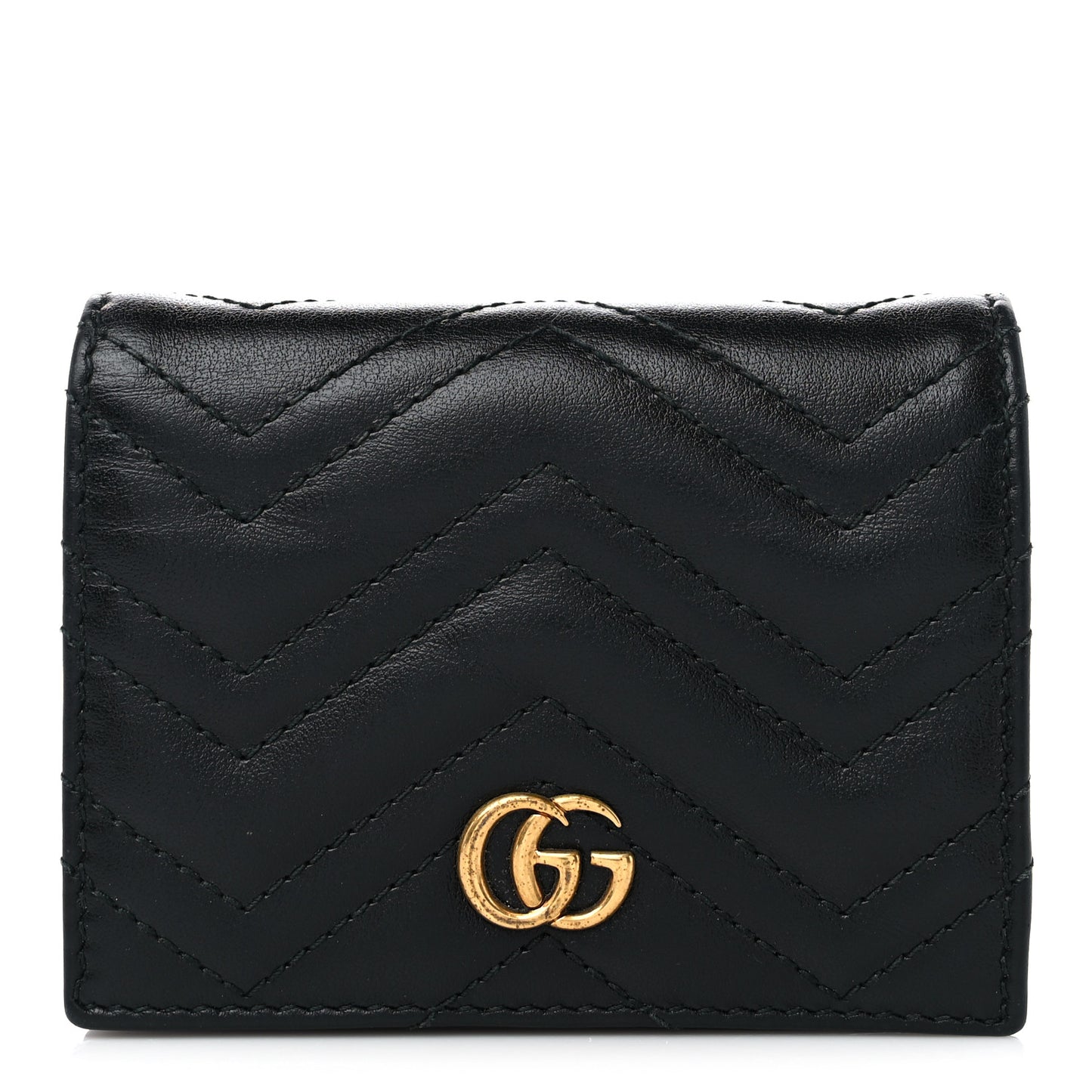 Calfskin Matelasse GG Marmont Card Case Wallet Black