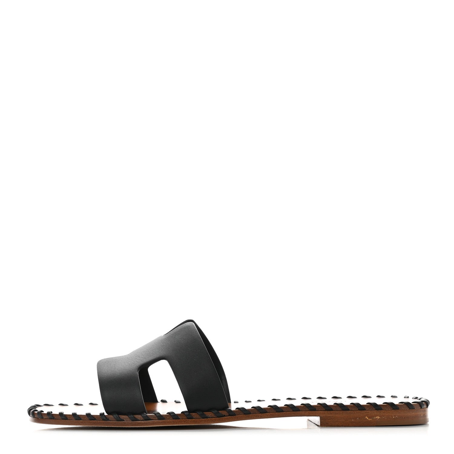 Hermes Box Calfskin Braided Oran Sandals 37 Black 1 of 10