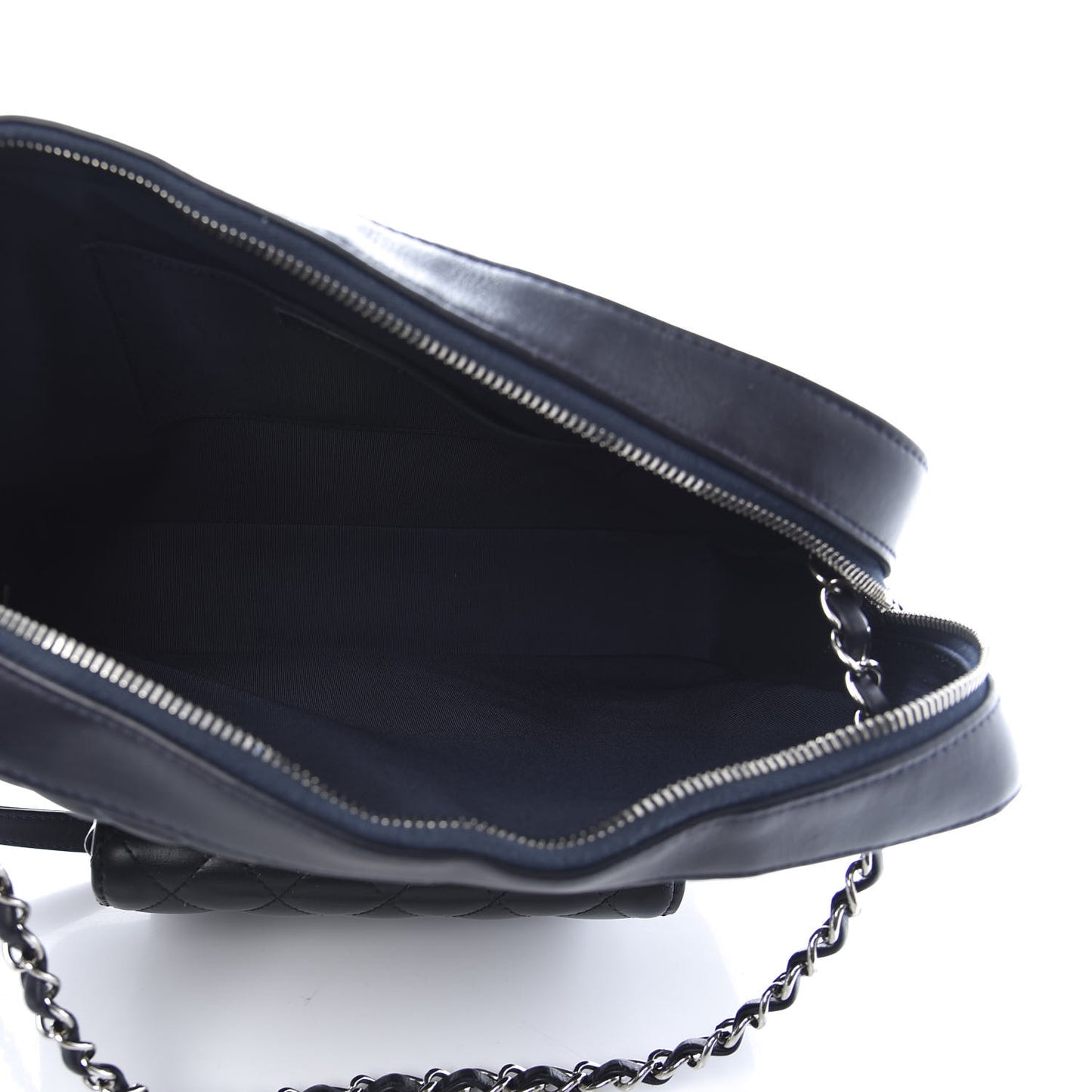 Calfskin Chevron Quilted Double Camera Bag With Flap Black