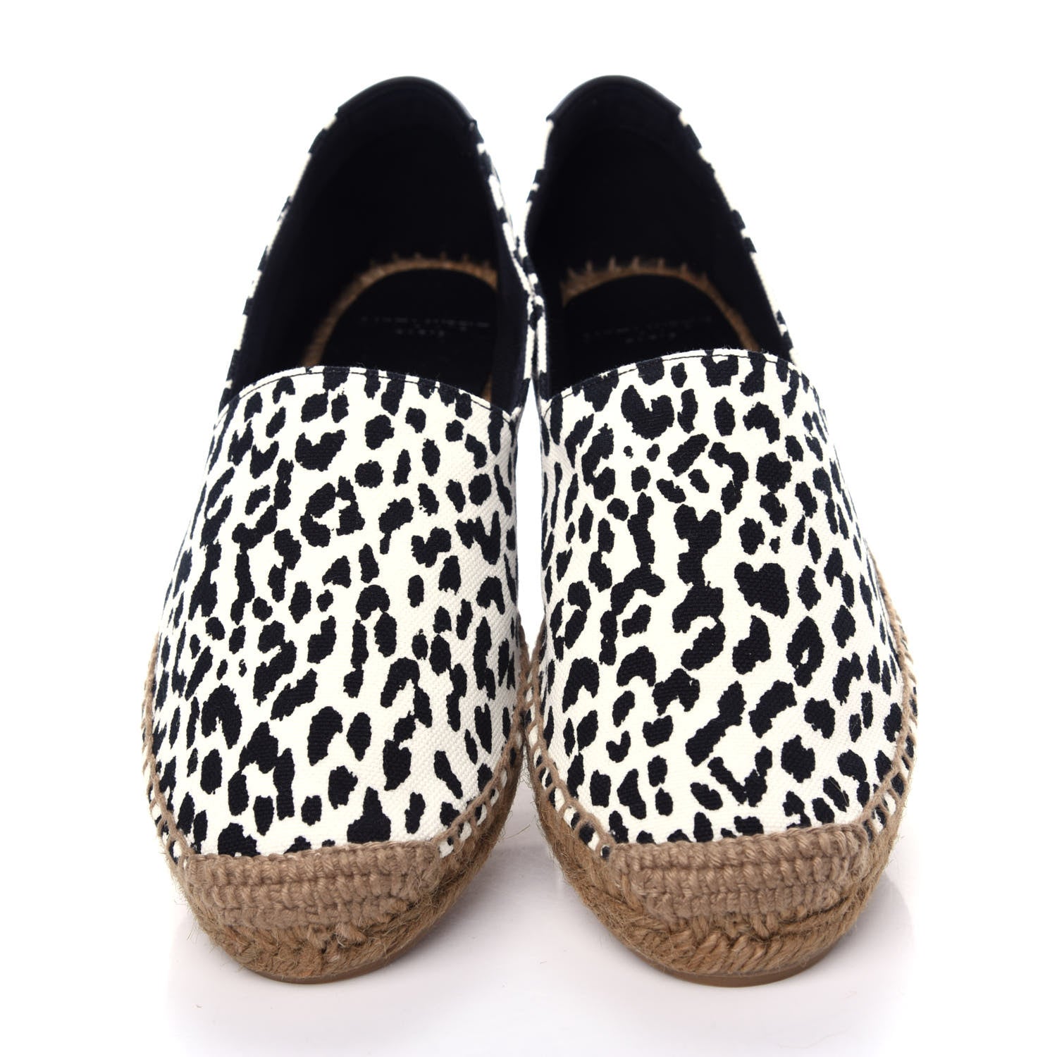 Saint Laurent Canvas Leopard Print Espadrilles 38 Latte Black 5 of 13