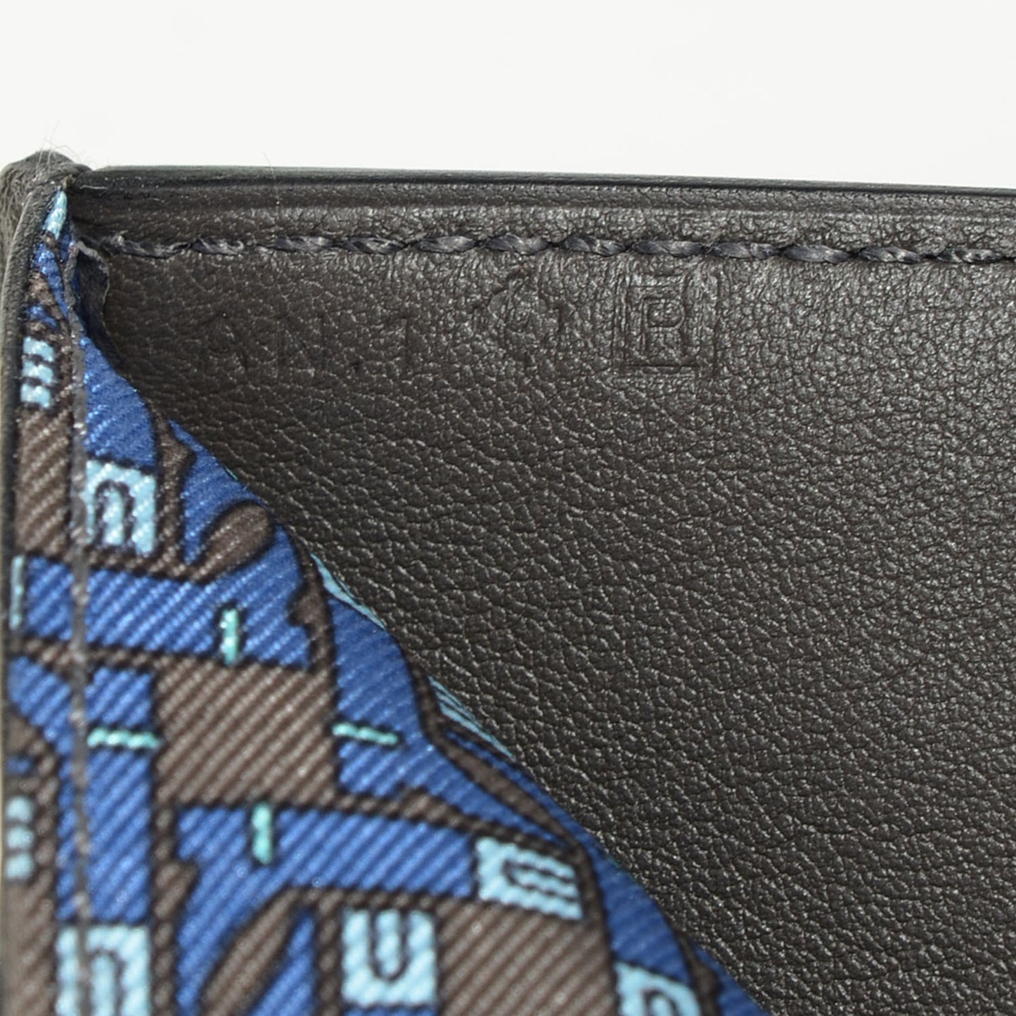Veau Swift Silk Citizen Twill Wallet Etain Bleu de Malte