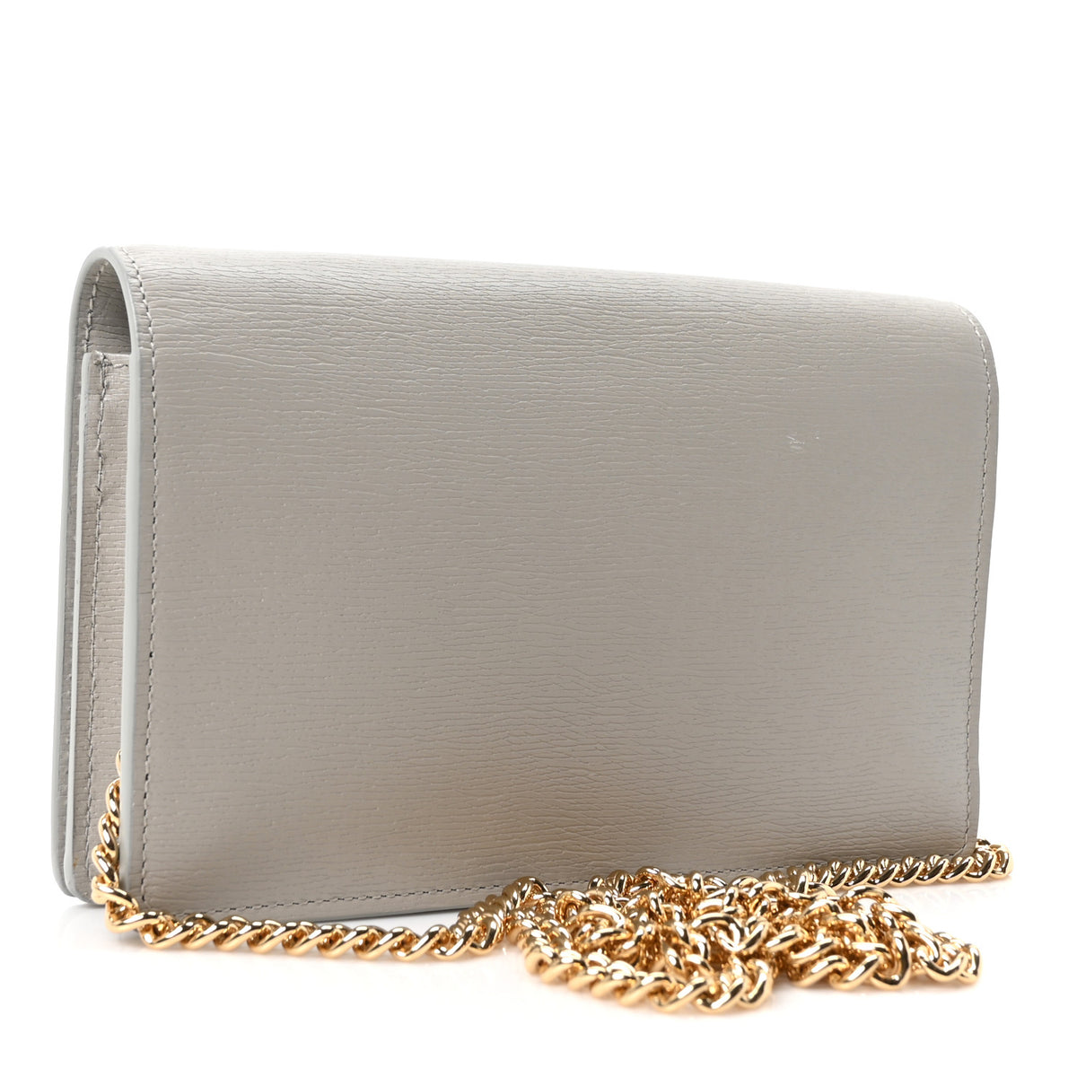 Gucci Textured Calfskin Script Logo Wallet On Chain Grey 3 of 9