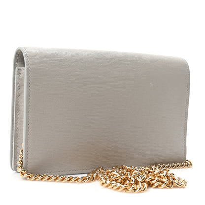 Gucci Textured Calfskin Script Logo Wallet On Chain Grey 3 of 9