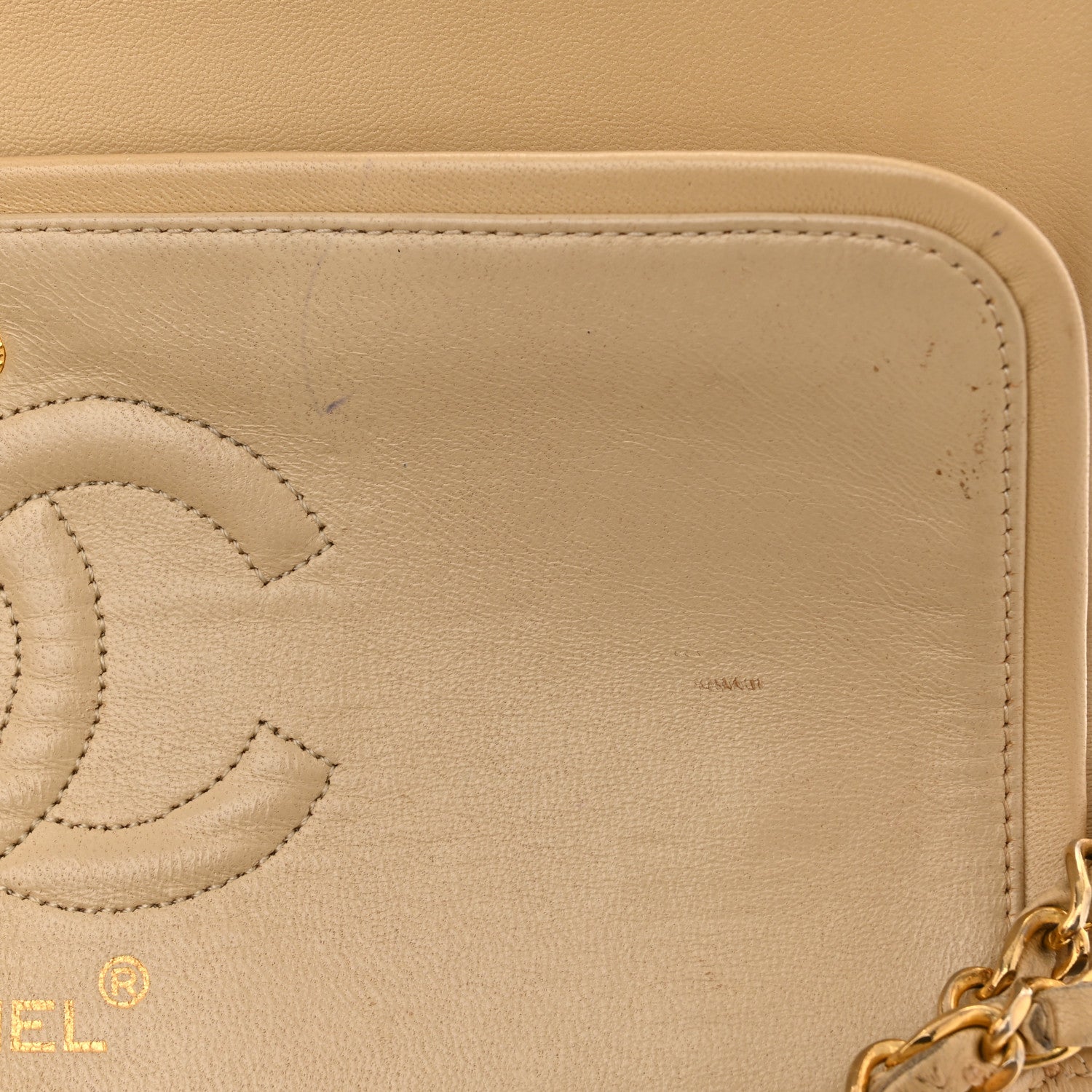 Chanel Lambskin Quilted Medium Double Flap Beige 22 of 30