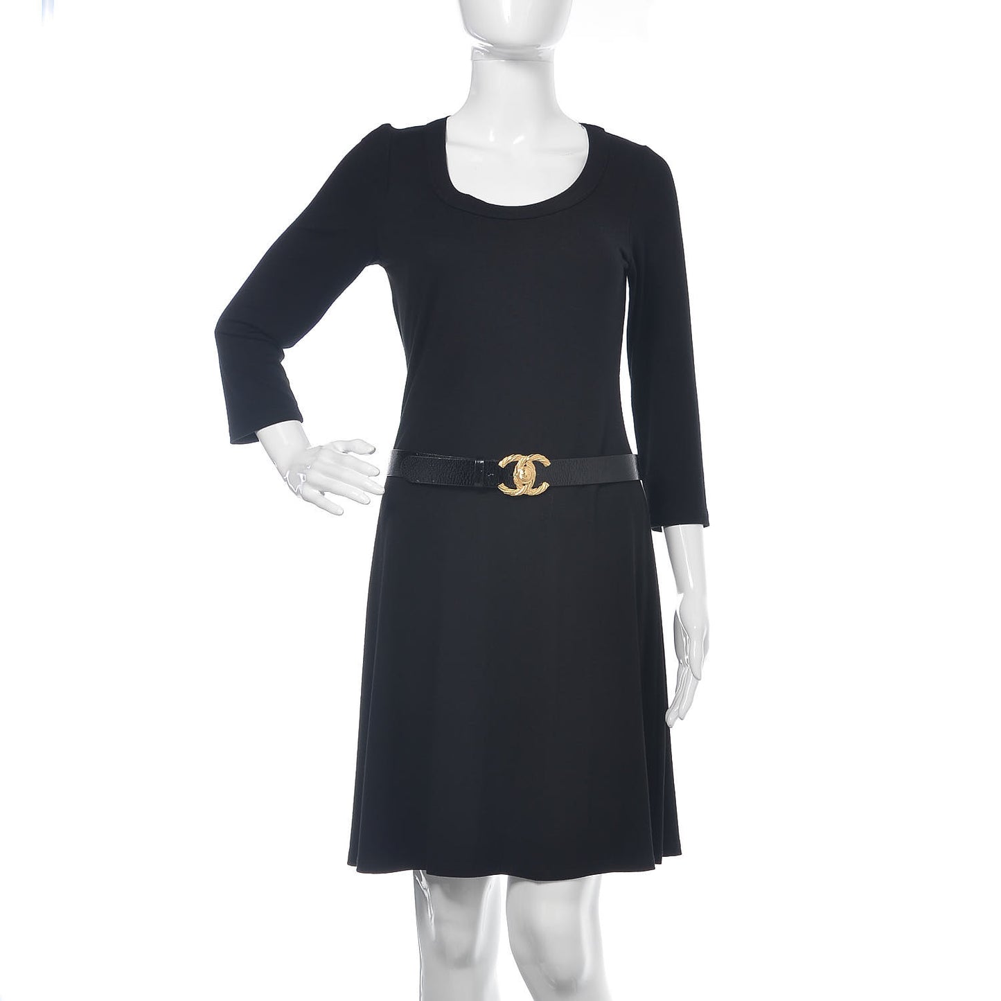 Glazed Calfskin CC Belt 95 38 Black