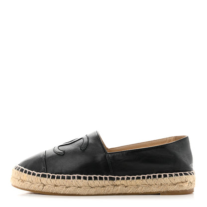 Chanel Lambskin CC Espadrilles 38 Black 1 of 8