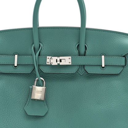 Hermes Taurillon Novillo Verso Birkin 25 Vert Verone Rose Lipstick 8 of 10