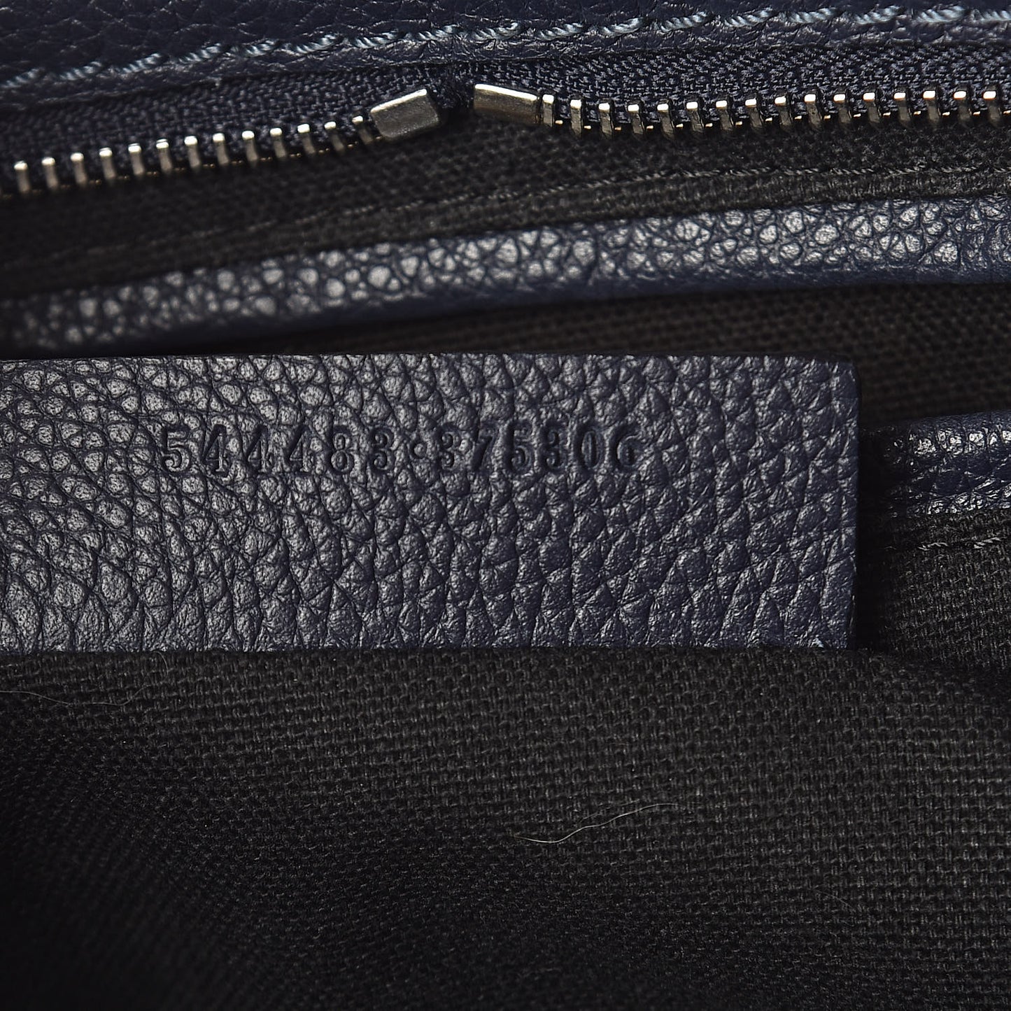 Pebbled Calfskin Small Skull Padlock Zip Around Tote Navy