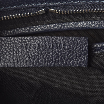 Alexander McQueen Pebbled Calfskin Small Skull Padlock Zip Around Tote Navy 8 of 11