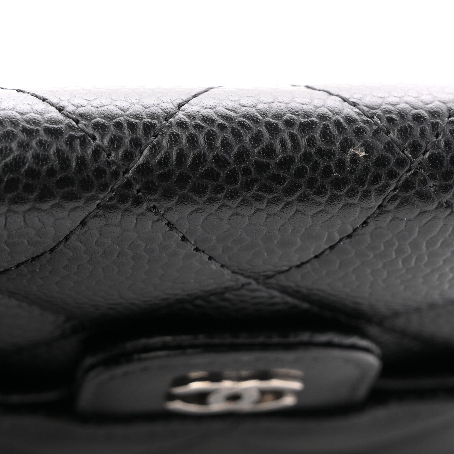 Chanel Caviar Quilted Compact Flap Wallet Black 39.5 Ivory Black 8 of 8
