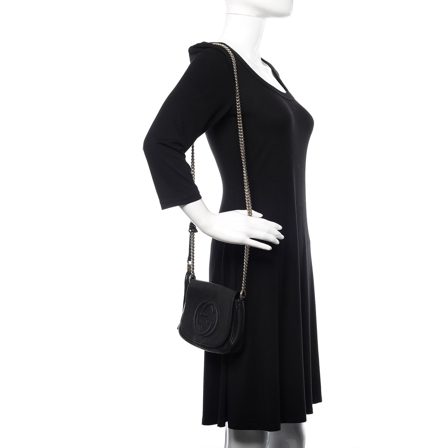 Pebbled Calfskin Small Soho Flap Crossbody Black