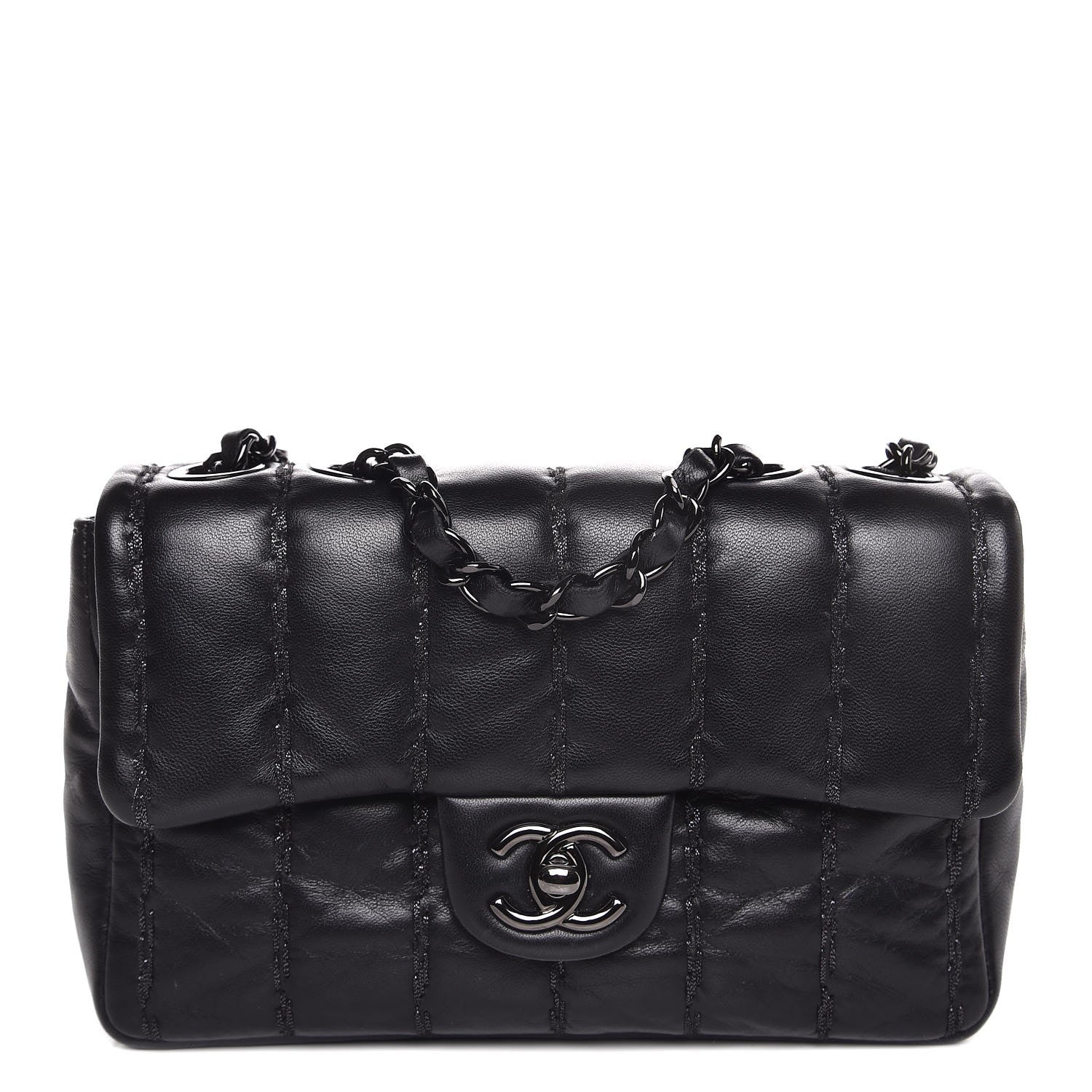 Chanel Lambskin Vertical Stitched Mini Flap Black 1 of 8