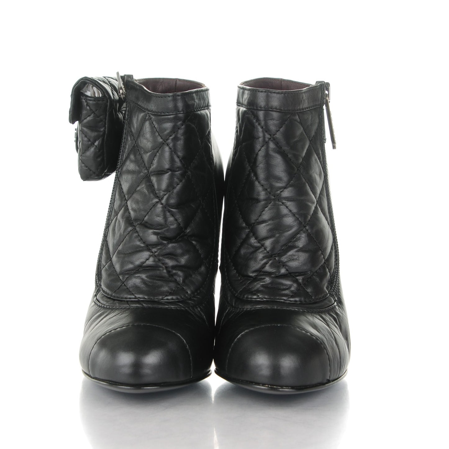 Calfskin Quilted Reissue Booties 36.5 Black