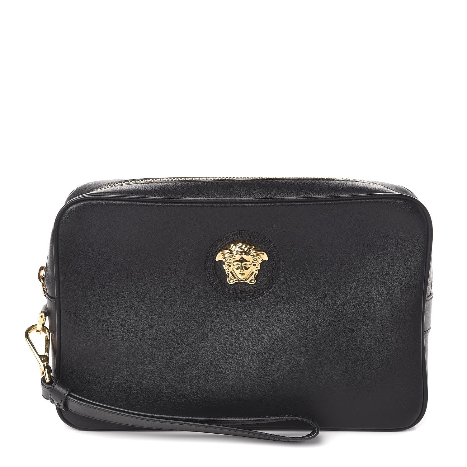 Versace Calfskin Medusa Head Wrist Pochette Black 1 of 8