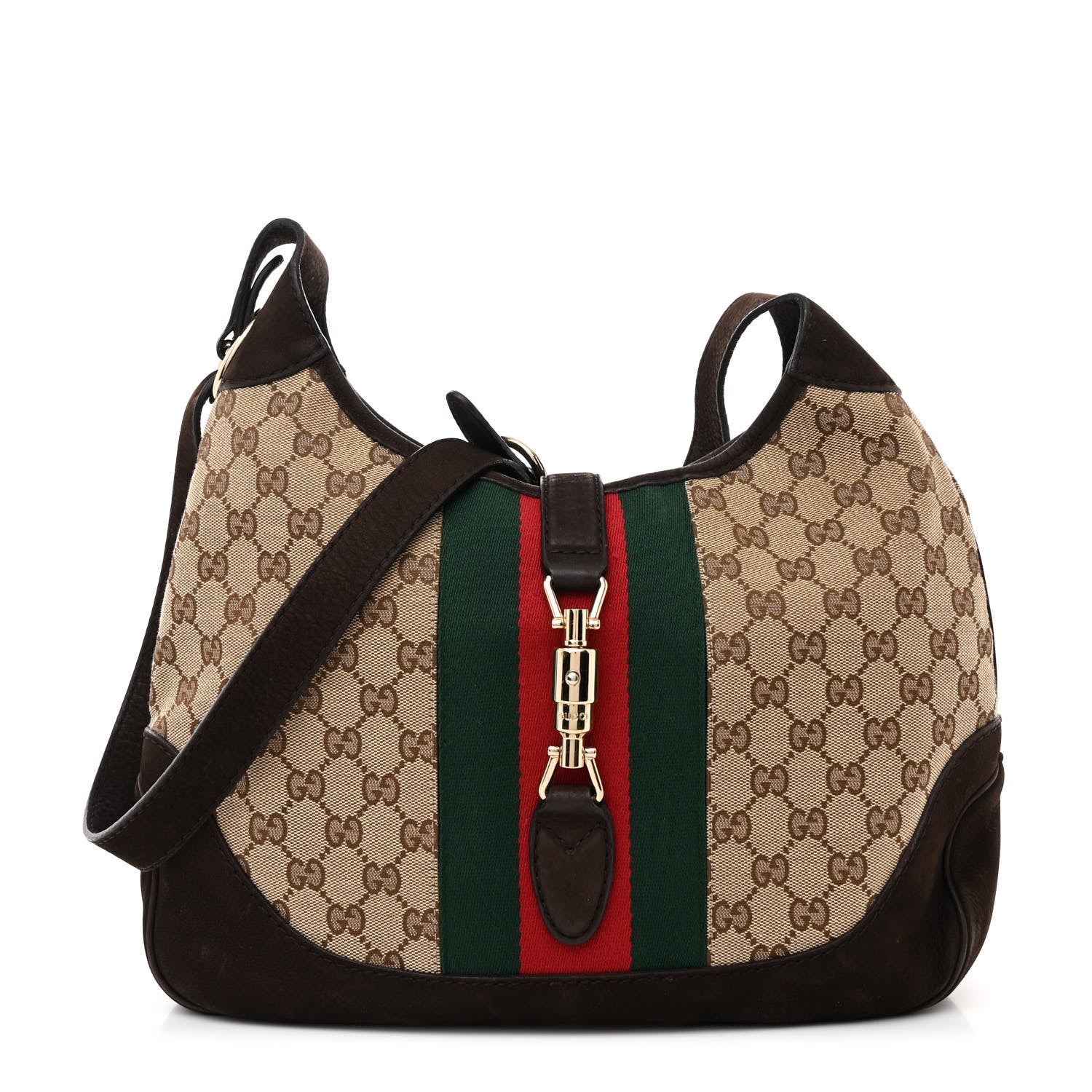 Gucci Monogram Web New Jackie Shoulder Bag Dark Brown 1 of 10