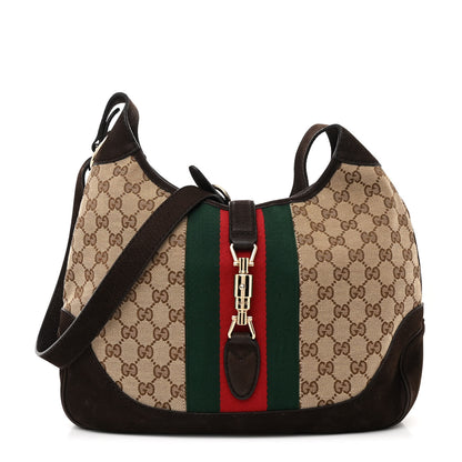 Gucci Monogram Web New Jackie Shoulder Bag Dark Brown 1 of 10