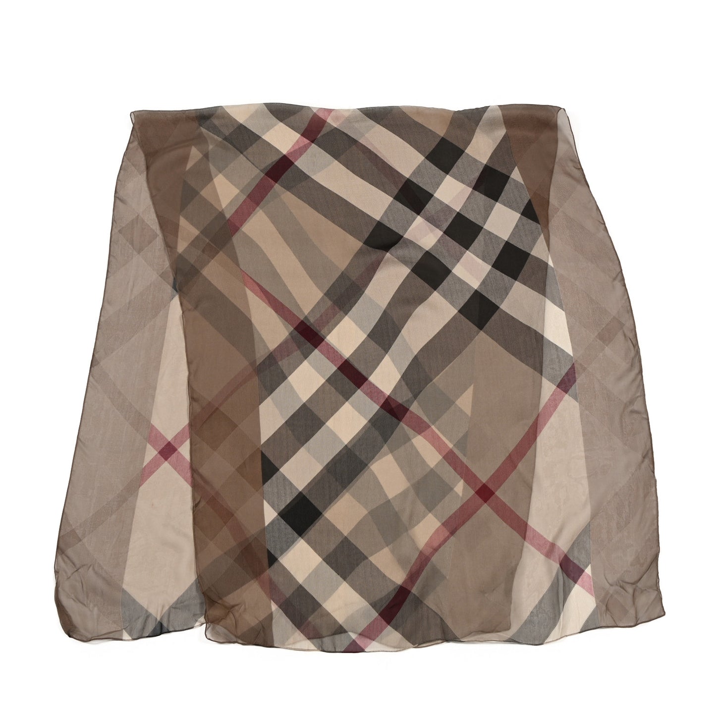 Silk Chiffon Smoked Check Colour Block Scarf Trench