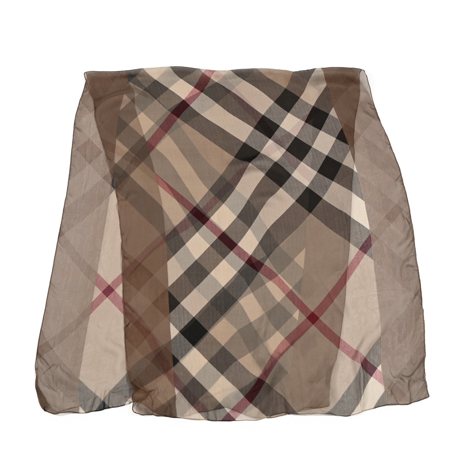 Burberry Silk Chiffon Smoked Check Colour Block Scarf Trench 1 of 5