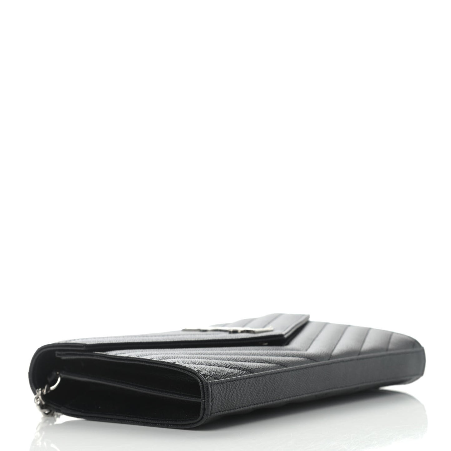 Grain De Poudre Matelasse Chevron Monogram Chain Wallet Black