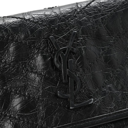 Saint Laurent Crinkled Calfskin Matelasse Monogram Niki Wallet Black 10 of 10